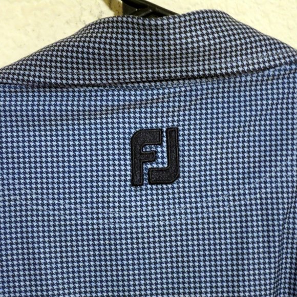FootJoy Shirt Mens Large Short Sleeve Golf Polo Blue Houndstooth - Picture 4 of 7